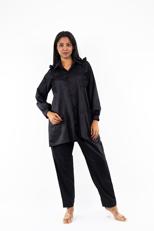 Satin Night Suit Black