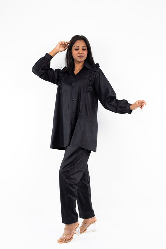 Satin Night Suit Black