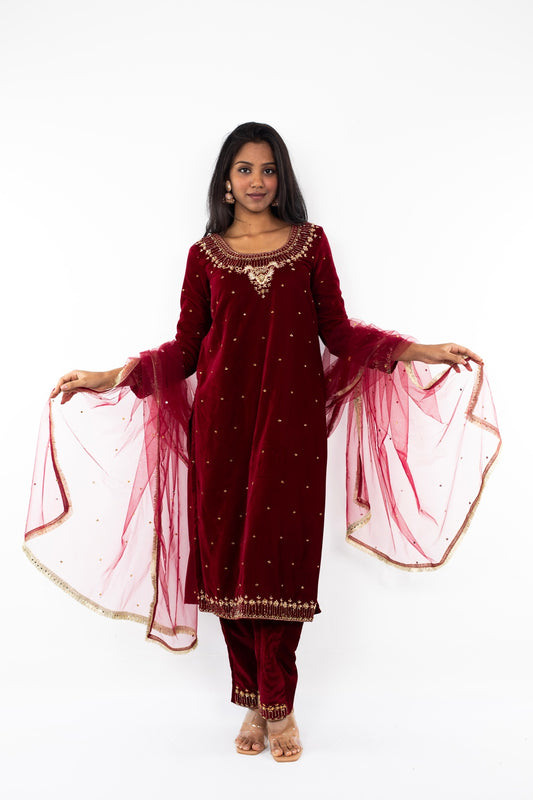 Embroidered Velvet Punjabi Suit